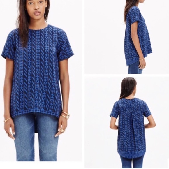 Madewell Silk Tailored Tee & Skirt Set in Geometric Stripe Size L/12 - Picture 12 of 14